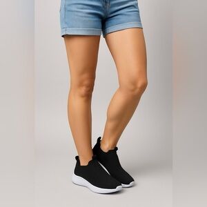 2530- AVIA Women’s Size 6.5 Black Knit Comfort Trainers Memory Foam Slip-On NWT